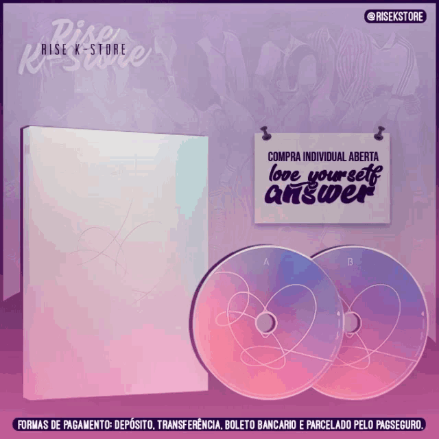 a sign that says compra individual aberta love your self answer hangs above two cds