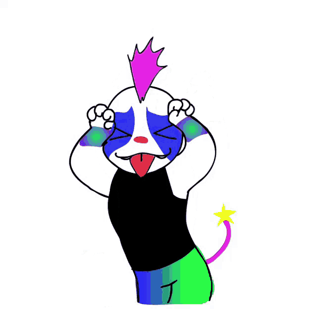 a cartoon drawing of a clown with a mohawk