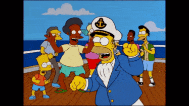 a cartoon of homer simpson wearing a captains hat