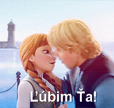 a man and a woman are kissing with the words l' ubim ta written below them
