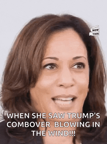 a woman says " when she saw trump 's combover blowing in the wind !!! "