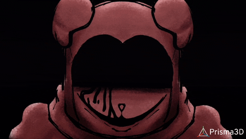 a drawing of a monster with a heart shaped mouth and a prisma3d logo in the corner