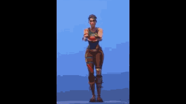 a woman is dancing in a video game .