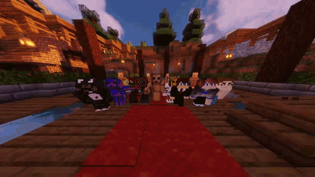 a screenshot of a minecraft game with a statue of a villager in the background