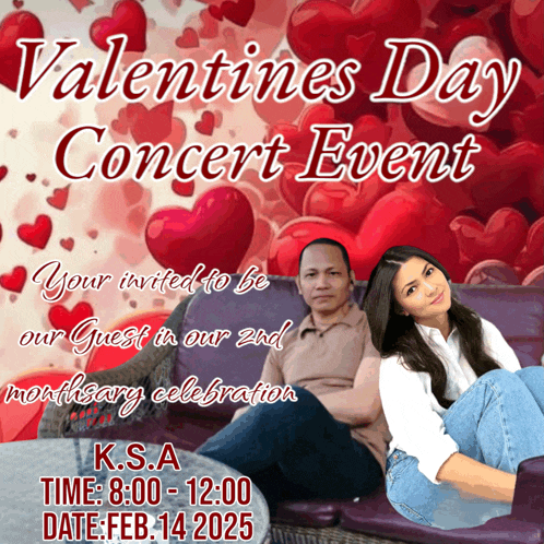 an advertisement for a valentine 's day concert event at k.s.a