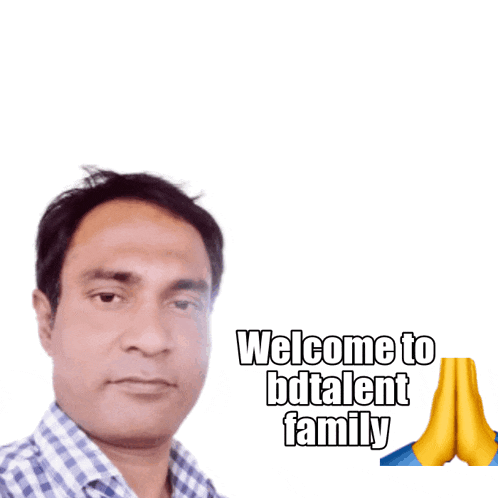 a man stands in front of a sign that says welcome to bd talent family