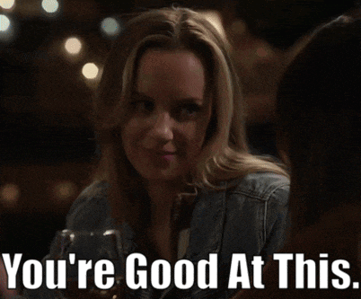 a woman in a denim jacket says " you 're good at this " to another woman