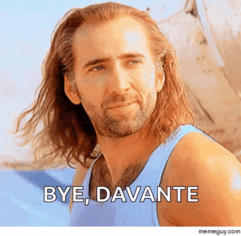 a man with long hair says bye davante
