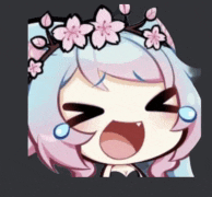 a cartoon girl with flowers in her hair is crying with her eyes closed