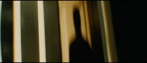 a shadow of a person is cast on the wall