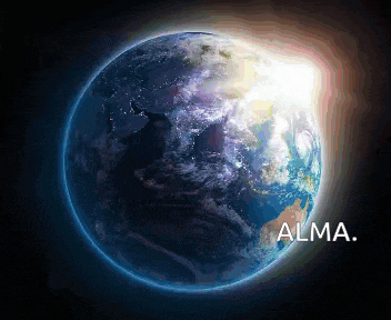 a picture of the earth with the word alma on it