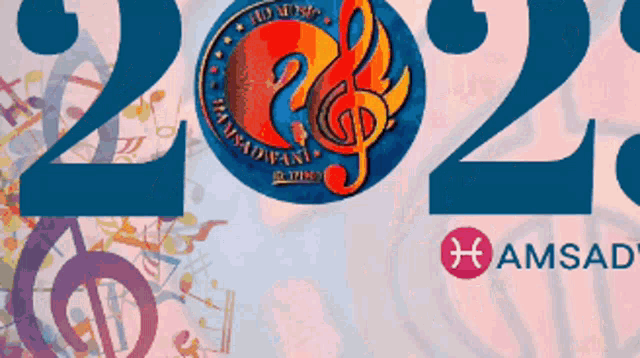 a poster with a treble clef and the numbers 2022
