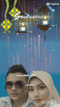 a picture of a man and a woman with the words salam aidilfitri