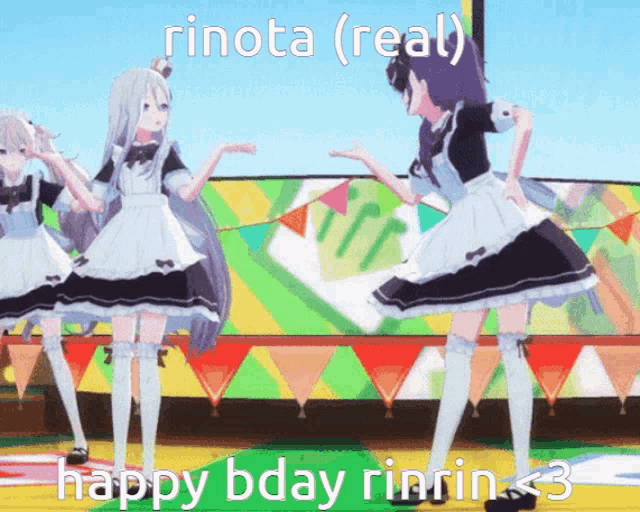 rinota ( real ) says happy bday rinrin < 3 on the screen