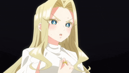 a girl with blonde hair and blue eyes is wearing a ring