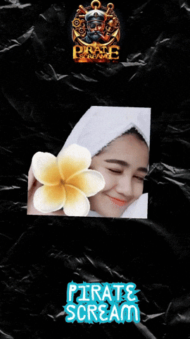 a picture of a woman with a flower and the words pirate scream below it