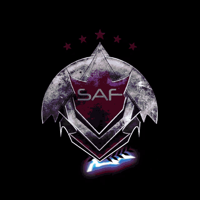 a shield with the word saf in the center