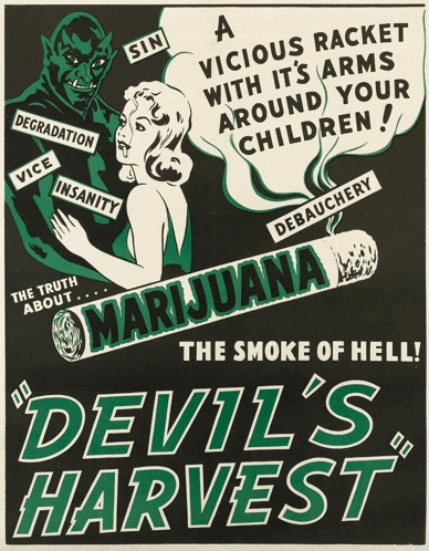 a poster for devil 's harvest shows a woman holding a cigarette