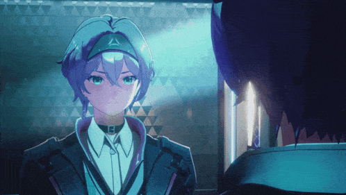 a girl with a triangle on her head looks at another girl