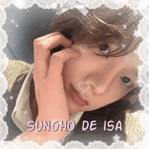 a picture of sungho de isa is surrounded by lace