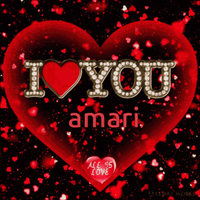 a red heart with the words " i love you amari " on it