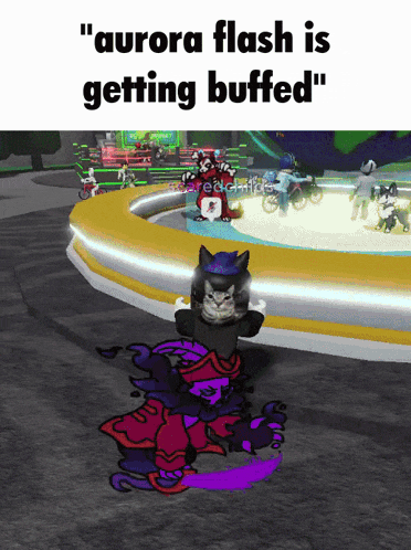 aurora flash is getting buffed in a video game with a cat