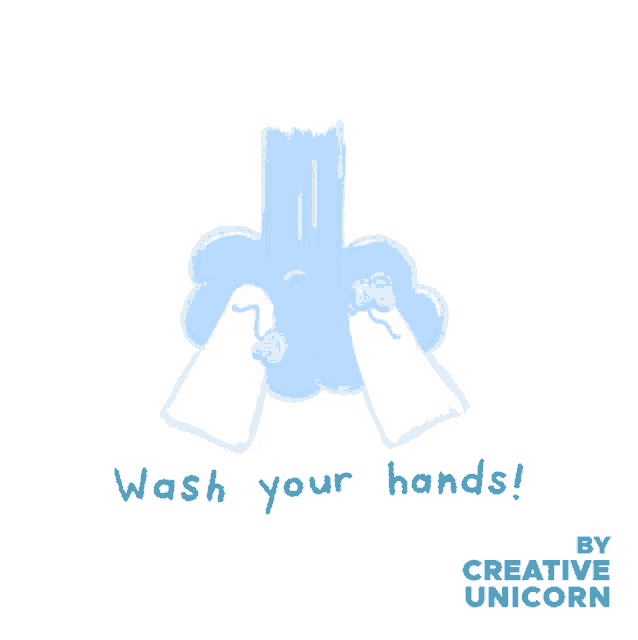 a drawing of a waterfall and the words wash your hands