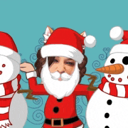a cartoon drawing of a man dressed as santa claus