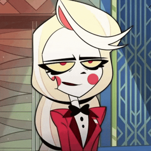 a cartoon character wearing a red and white suit and bow tie