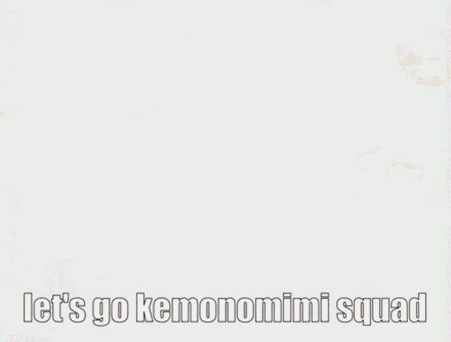 a picture of a girl with cat ears and the words let 's go kemonomimi squad below her