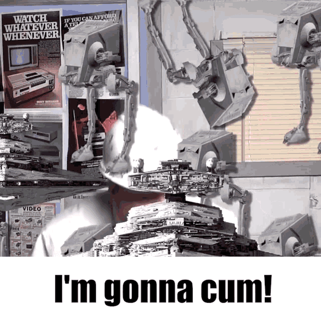 a poster that says ' i 'm gonna cum ' on the bottom