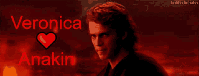 a red background with the words veronica anakin