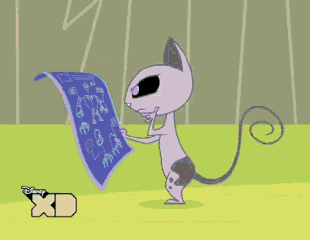 a cartoon of a boy and a cat with the xd logo on the bottom