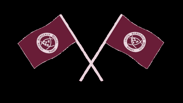 two bordeaux rugby flags crossed over each other on a black background