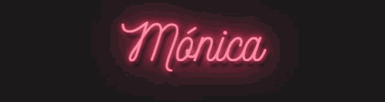 a neon sign that says the name monica on it