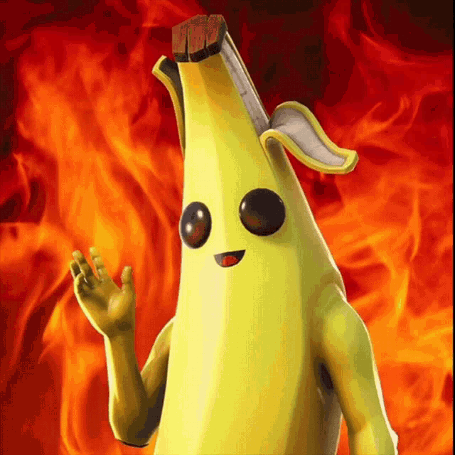 a yellow banana with big eyes and a red mouth