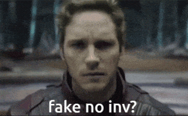 a close up of a man 's face with the words fake no inv below him