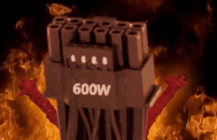 a cartoon character with red arms is standing next to a box that says 600w on it