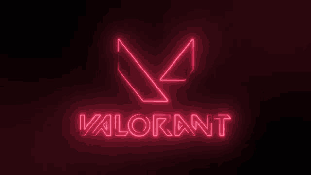a red neon sign that says valorant on a dark background