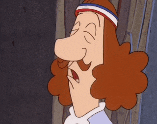 a cartoon of a man with curly hair and a mustache