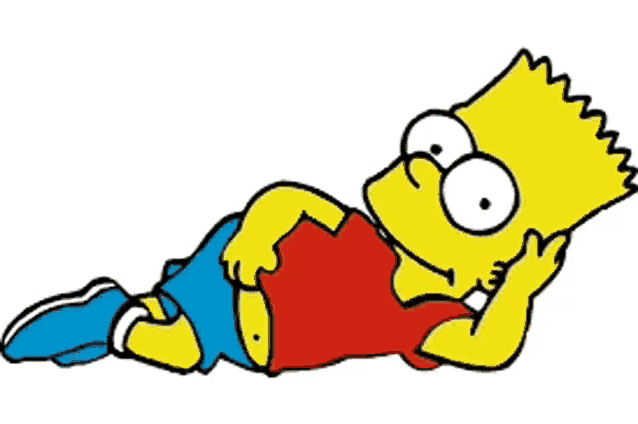 bart simpson from the simpsons is laying down on the floor