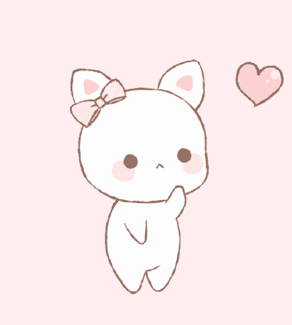 a drawing of a cat with a bow on its head