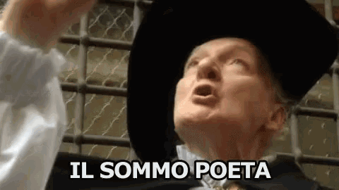 an elderly woman wearing a black hat and a white shirt is shouting .