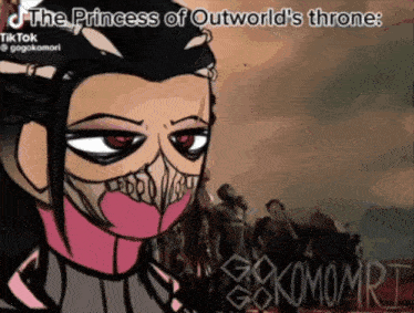 a cartoon of the princess of outworld 's throne from tik tok
