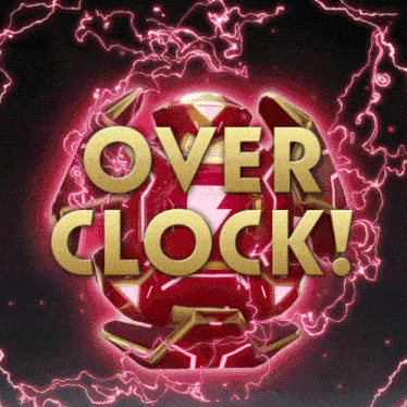 the word over clock that is on a red and black background