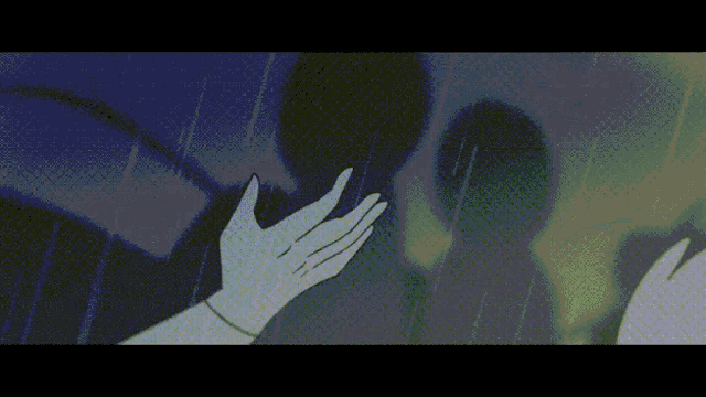 a person 's hand is reaching out towards a shadow of another person