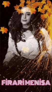 a black and white photo of a woman with the name firari menisa above her