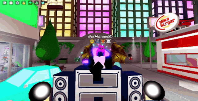 a mike berger restaurant is visible in the background of a video game