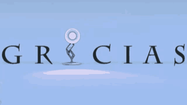 the word gracias is on a blue background with a lamp on top