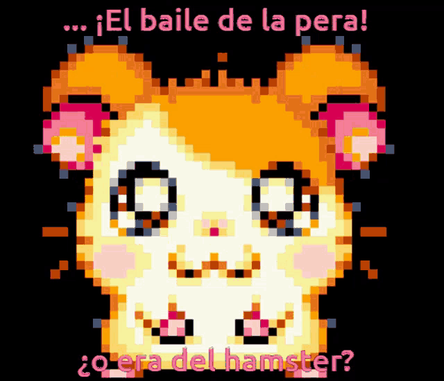 a pixel art of a hamster with the words " el baile de la pera " below it